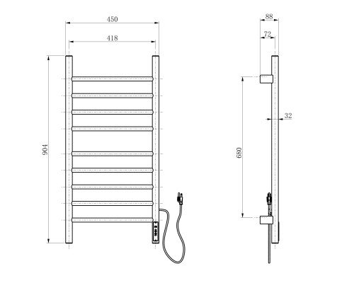Полотенцесушитель электрический Wonzon&Woghand BONN, Брашированное золото WW-AL409-BG