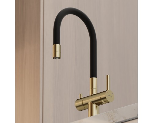 Смеситель для кухни SANCOS Lucia SC4004BG с подключением фильтра для воды, браш золото