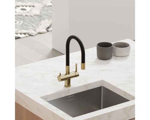 Смеситель для кухни SANCOS Lucia SC4004BG с подключением фильтра для воды, браш золото