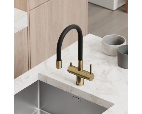 Смеситель для кухни SANCOS Lucia SC4004BG с подключением фильтра для воды, браш золото