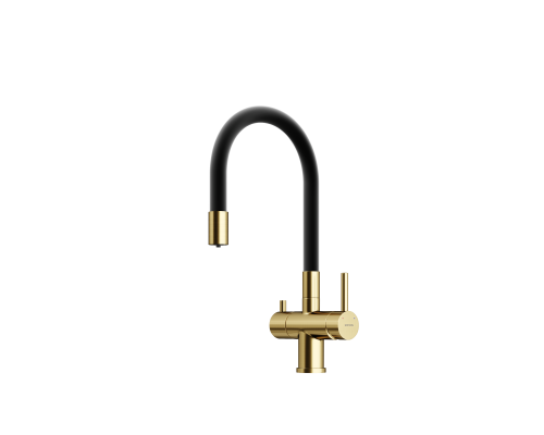 Смеситель для кухни SANCOS Lucia SC4004BG с подключением фильтра для воды, браш золото