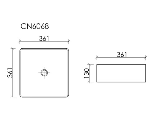 Раковина накладная Ceramicanova 361x361x130, белый