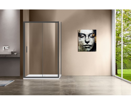 Душевой уголок Vincea Garda VSR-1G9015CLGM 1500x900 вороненая сталь стекло прозрачное