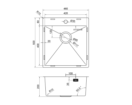 Кухонная мойка Reflexion Iseo RX2246SS полированная сталь
