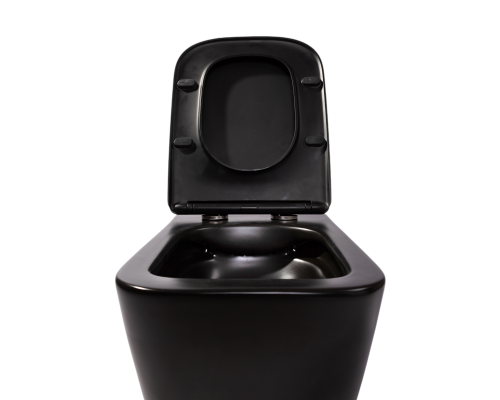 Безободковый подвесной унитаз Charus Black Alva EWC700-114В сиденьем микролифт