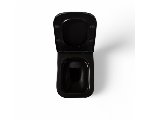 Безободковый подвесной унитаз Charus Black Alva EWC700-114В сиденьем микролифт