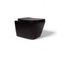 Безободковый подвесной унитаз Charus Black Alva EWC700-114В сиденьем микролифт