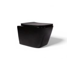 Безободковый подвесной унитаз Charus Black Alva EWC700-114В сиденьем микролифт