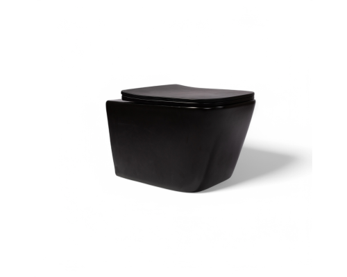 Безободковый подвесной унитаз Charus Black Alva EWC700-114В сиденьем микролифт