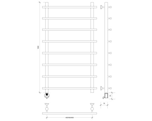 Полотенцесушитель латунный Secado Турин 1 100х60х70, электрический R, бронза
