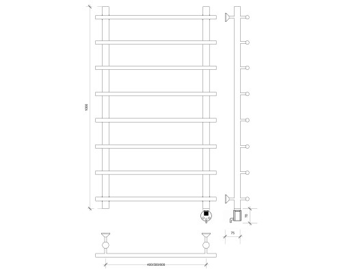 Полотенцесушитель латунный Secado Турин 1 100х60х70, электрический R, бронза