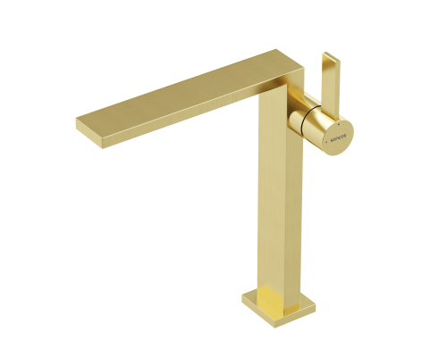 Смеситель для раковины высокий SANCOS Linn, брашированное золото, PVD покрытие, SC9020BG