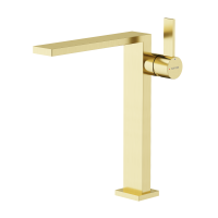 Смеситель для раковины высокий SANCOS Linn, брашированное золото, PVD покрытие, SC9020BG