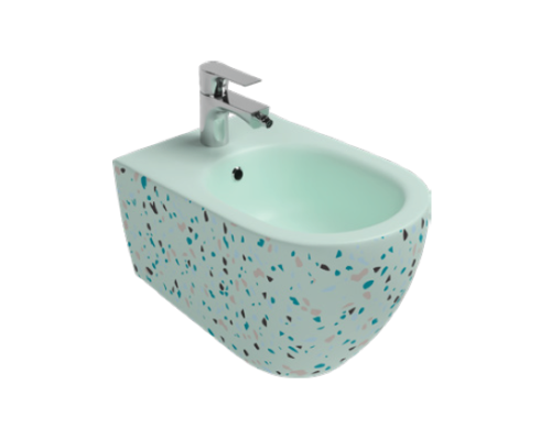 Биде ISVEA Infinity подвесной 365x530x400, мятно-зеленый матовый 10NF41001SV-2T-TRZ