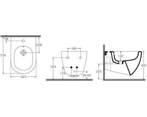 Биде ISVEA Infinity подвесной 365x530x400, мятно-зеленый матовый 10NF41001SV-2T-TRZ