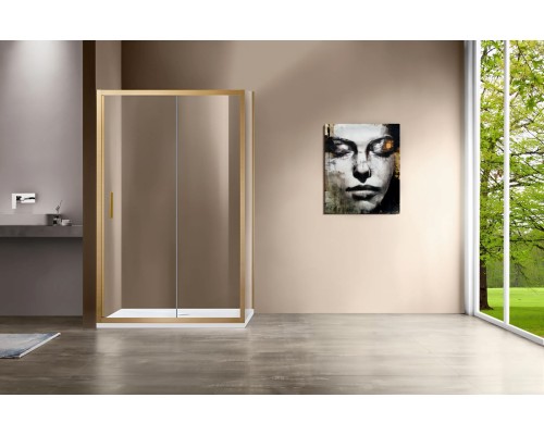 Душевой уголок Vincea Garda VSR-1G9013CLG, 130x90, браш золото, стекло прозрачное