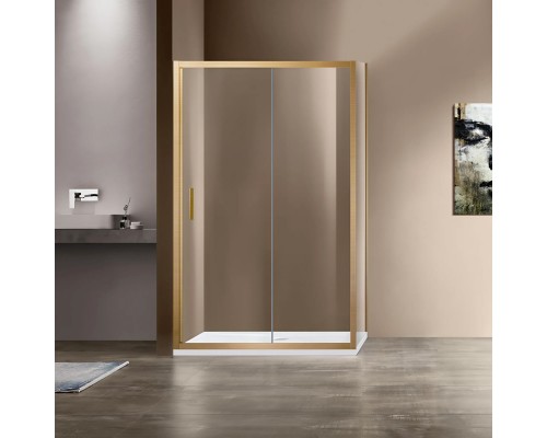 Душевой уголок Vincea Garda VSR-1G9013CLG, 130x90, браш золото, стекло прозрачное