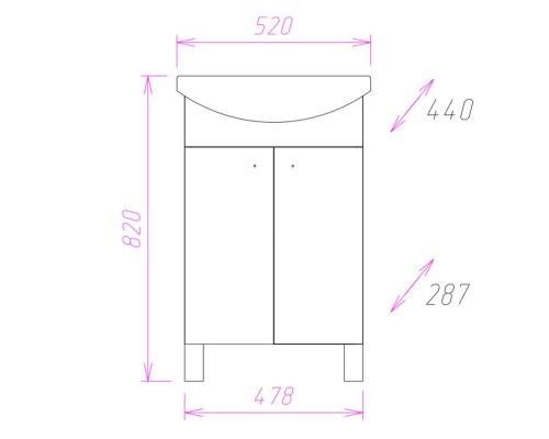 Тумба под раковину Onika Крит 52 Белая