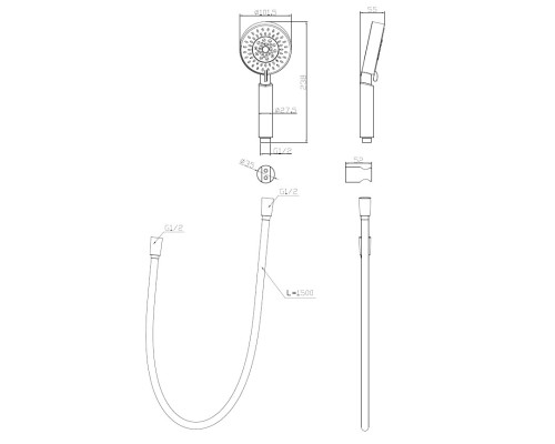 Душевой гарнитур BelBagno Ancona BB-DFS-5-CRM Хром