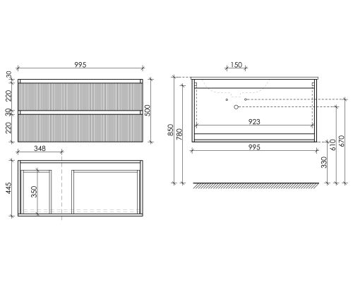 Тумба под раковину Sancos SNOB T 100x50 Bianco