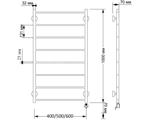 Полотенцесушитель латунный Secado Триада 1 плюс 50х100, электрический R, бронза