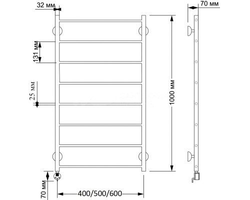 Полотенцесушитель латунный Secado Триада 1 плюс 50х100, электрический R, бронза