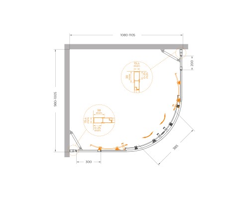 Душевой уголок Cezares Molveno RH-22 110х100 MOLVENO-RH-22-110/100-C-Cr-IV профиль Хром стекло прозрачное