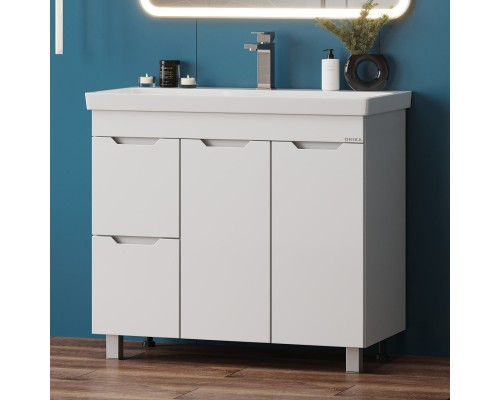 Тумба под раковину Onika Айленд 90 напольная, белая, с корзиной