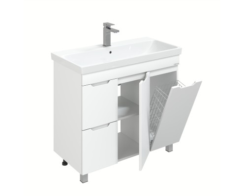 Тумба под раковину Onika Айленд 90 напольная, белая, с корзиной