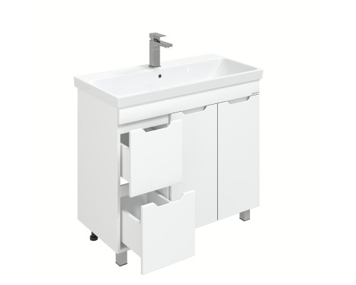 Тумба под раковину Onika Айленд 90 напольная, белая, с корзиной