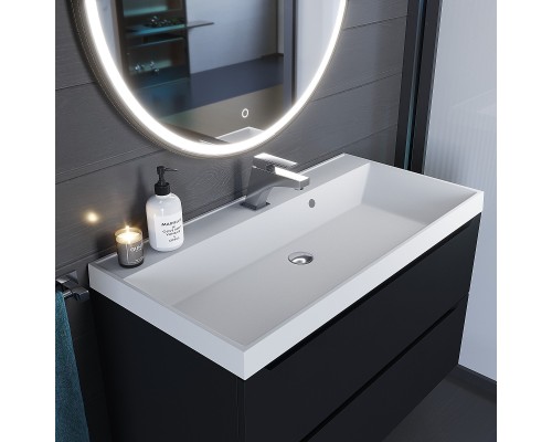 Раковина для ванной кварцевая Uperwood Classic Quartz 100х45х15 см, белая матовая, жасмин