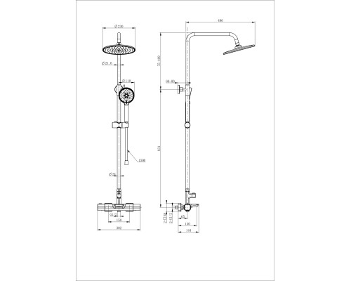 Душевая система с термостатом Wonzon&Woghand, Белый матовый