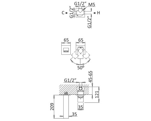 Смеситель для раковины Cezares Porta PORTA-BLI2-SR Sunrise