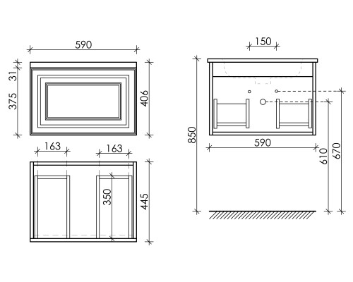 Тумба для раковины SanCos Very 59 VR60CE цвет Beige Soft