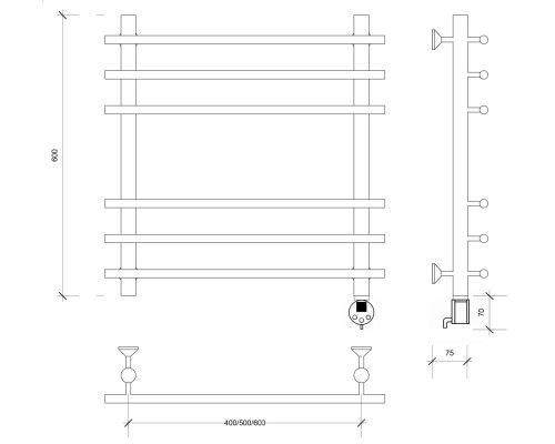 Полотенцесушитель латунный Secado Турин плюс 60х60х70, электрический R, бронза