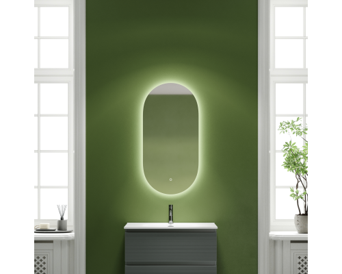 Зеркало для ванной комнаты Sancos Oval, фоновая подсветка 550х1050 с сенсором, OV55C