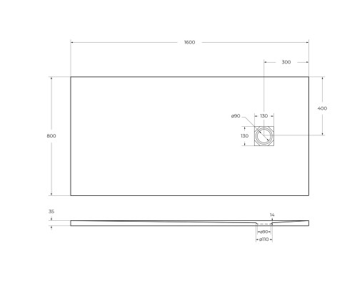 Душевой поддон из искусственного камня BelBagno Uno 160x80 TRAY-MR-UNO-AH-160/80-35-W-CR Белый