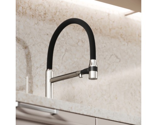 Смеситель для кухни SANCOS Garda SC4009BN с подключением фильтра для воды, браш никель