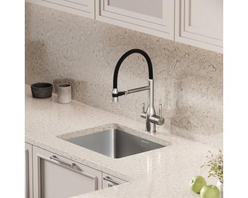 Смеситель для кухни SANCOS Garda SC4009BN с подключением фильтра для воды, браш никель