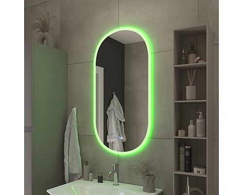 Зеркало Cezares Ellisse 50 CZR-SPC-ELS-500-950-RGB-TCH с подсветкой с сенсорным выключателем и функцией памяти Зеркало Cezares Ellisse 50 CZR-SPC-ELS-500-950-RGB-TCH с подсветкой с сенсорным выключателем и функцией памяти