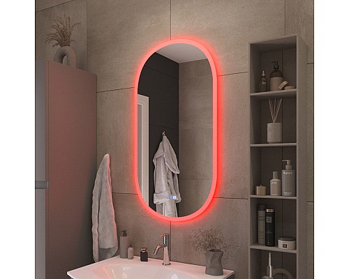 Зеркало Cezares Ellisse 50 CZR-SPC-ELS-500-950-RGB-TCH с подсветкой с сенсорным выключателем и функцией памяти Зеркало Cezares Ellisse 50 CZR-SPC-ELS-500-950-RGB-TCH с подсветкой с сенсорным выключателем и функцией памяти
