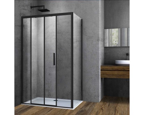 Душевой уголок Vincea Soft 1100x900 черный стекло прозрачное