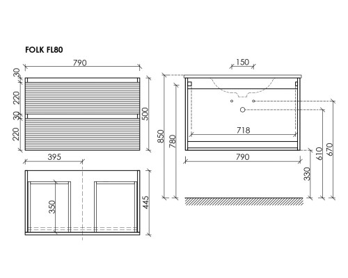 Тумба под раковину Настенная Sancos Folk 79 FL80CP Капучино