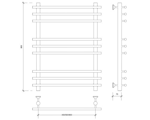 Полотенцесушитель латунный Secado Турин плюс 80х50х60, водяной, бронза