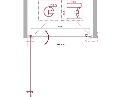 Душевая дверь BelBagno Uno 60 UNO-B-1-60-CH-Cr профиль Хром стекло шиншилла