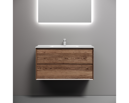 Тумба под раковину подвесная Sancos Marmi 2.0 89х44 с доводчиками, дуб чарльстон, MR2.090ECH
