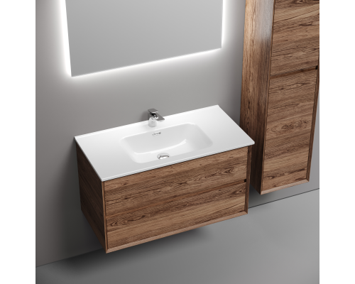 Тумба под раковину подвесная Sancos Marmi 2.0 89х44 с доводчиками, дуб чарльстон, MR2.090ECH