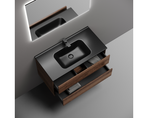 Тумба под раковину подвесная Sancos Marmi 2.0 89х44 с доводчиками, дуб чарльстон, MR2.090ECH