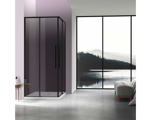 Душевой уголок Vincea Slim-N VSS-4SN900CGB, 900x900, черный, стекло тонированное