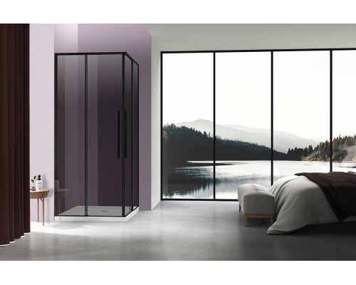 Душевой уголок Vincea Slim-N VSS-4SN900CGB, 900x900, черный, стекло тонированное